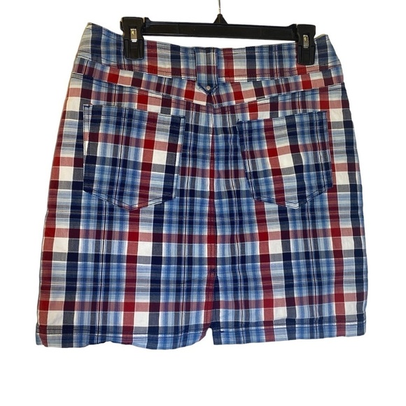 LEE Natural Fit women's size 6 blue white red plaid check cotton skort pockets - Picture 3 of 8